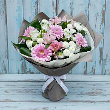 Букет цветов из:  Герберы, Альстромерии и Хризантемы #REPLACE_PRED# Холмской