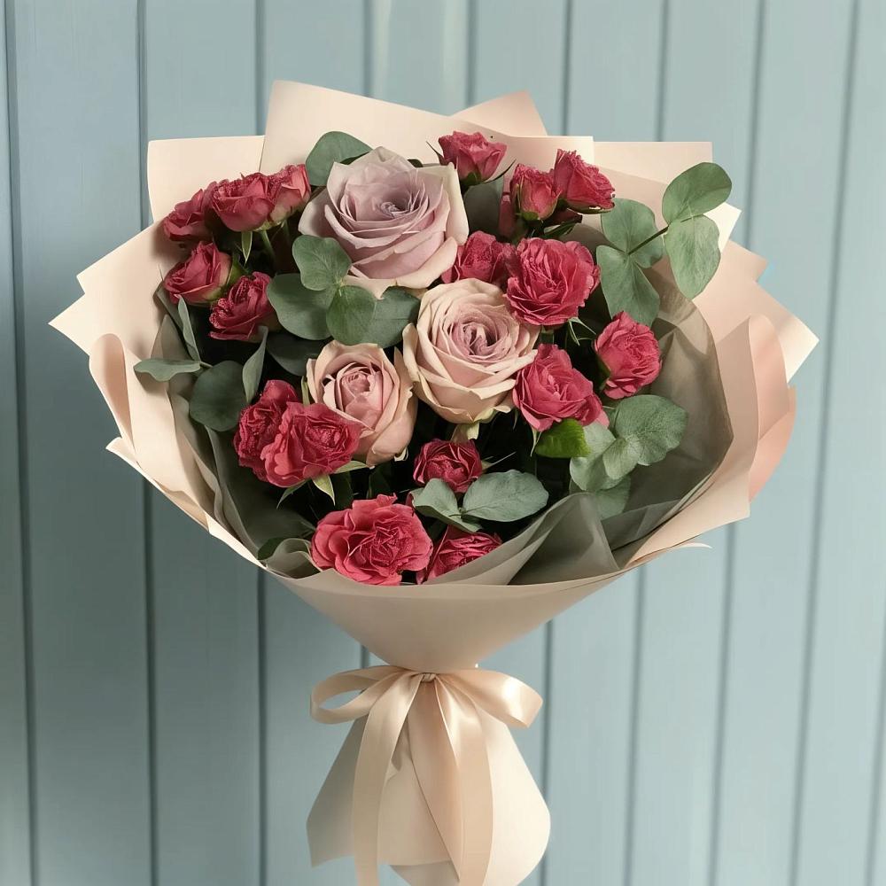 Букет цветов из: Гвоздики и Розы в Холмской