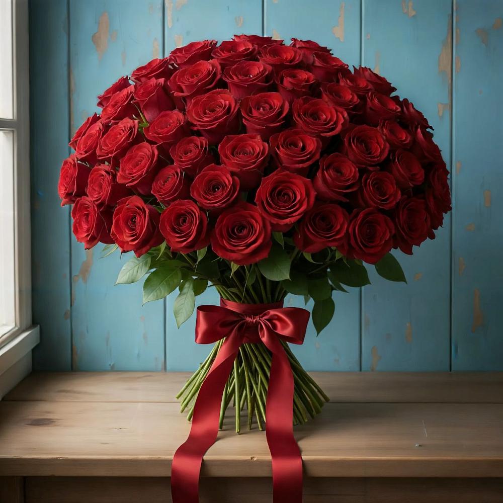 Букет Красные розы Блэк Меджик в Холмской