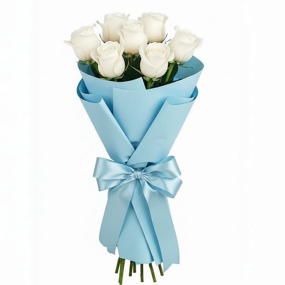Букет 7 белых роз Проуд в Холмской