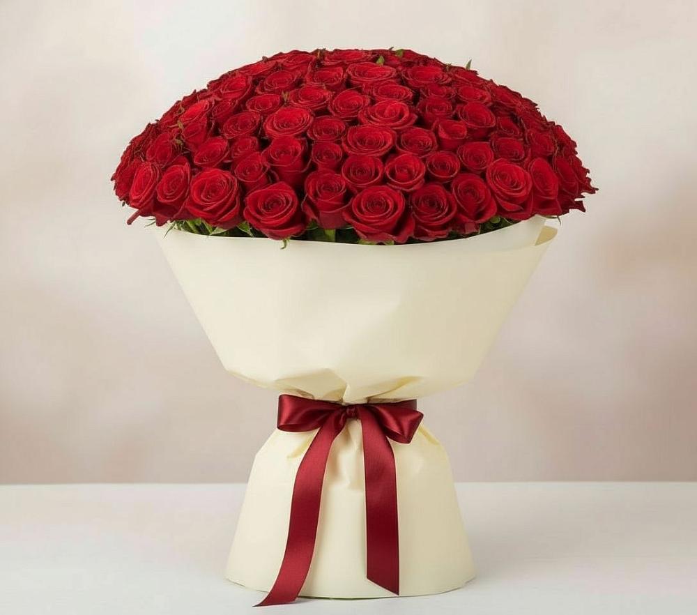 Букет 101 Красная роза Милано в Холмской