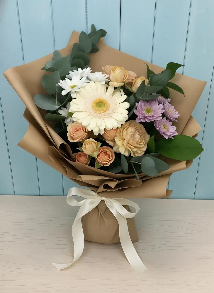 Букет цветов из: Герберы и Хризантемы в Холмской