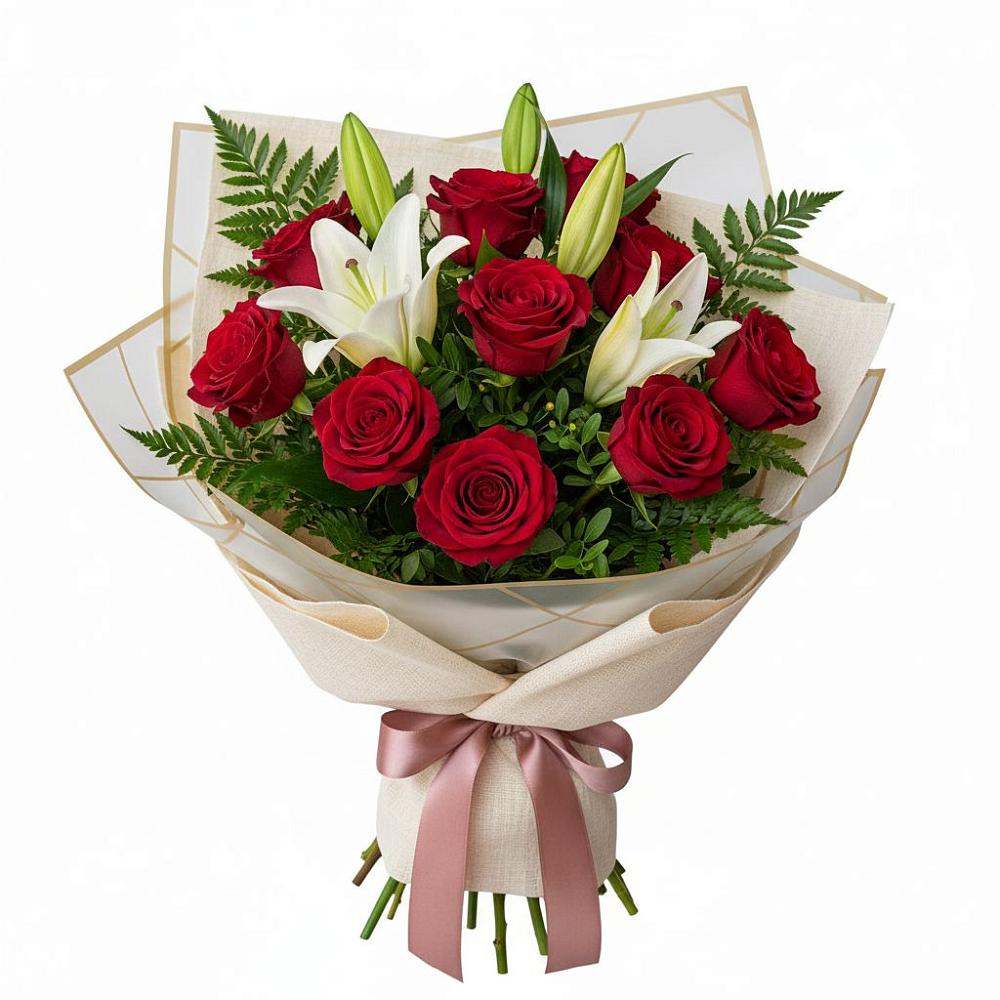 Букет цветов из: Лилии и Розы в Холмской