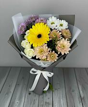 Букет цветов из:  Розы, Герберы и Хризантемы #REPLACE_PRED# Холмской