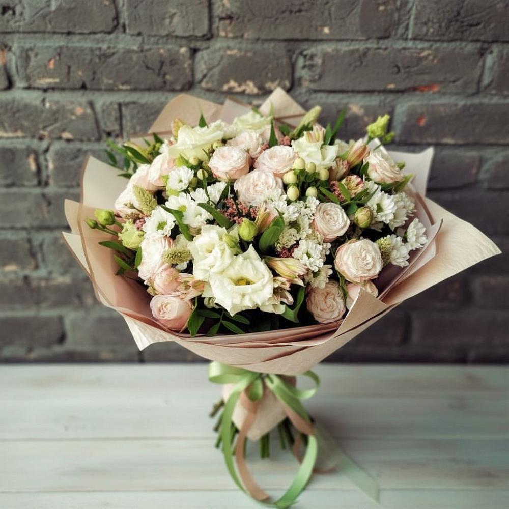Букет цветов из: Альстромерии, Розы и Хризантемы в Холмской