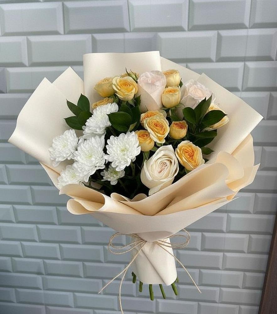 Букет цветов из: Розы и Хризантемы в Холмской