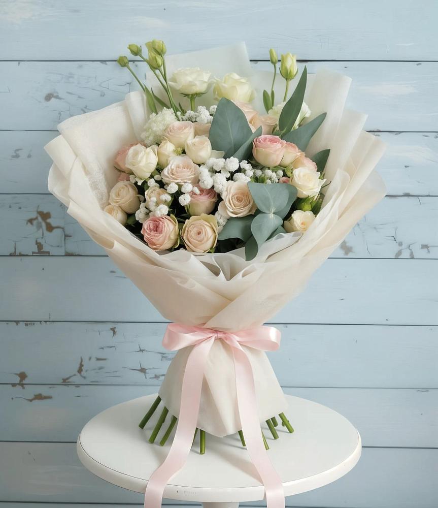 Букет цветов из: Розы и Лизиантусы в Холмской