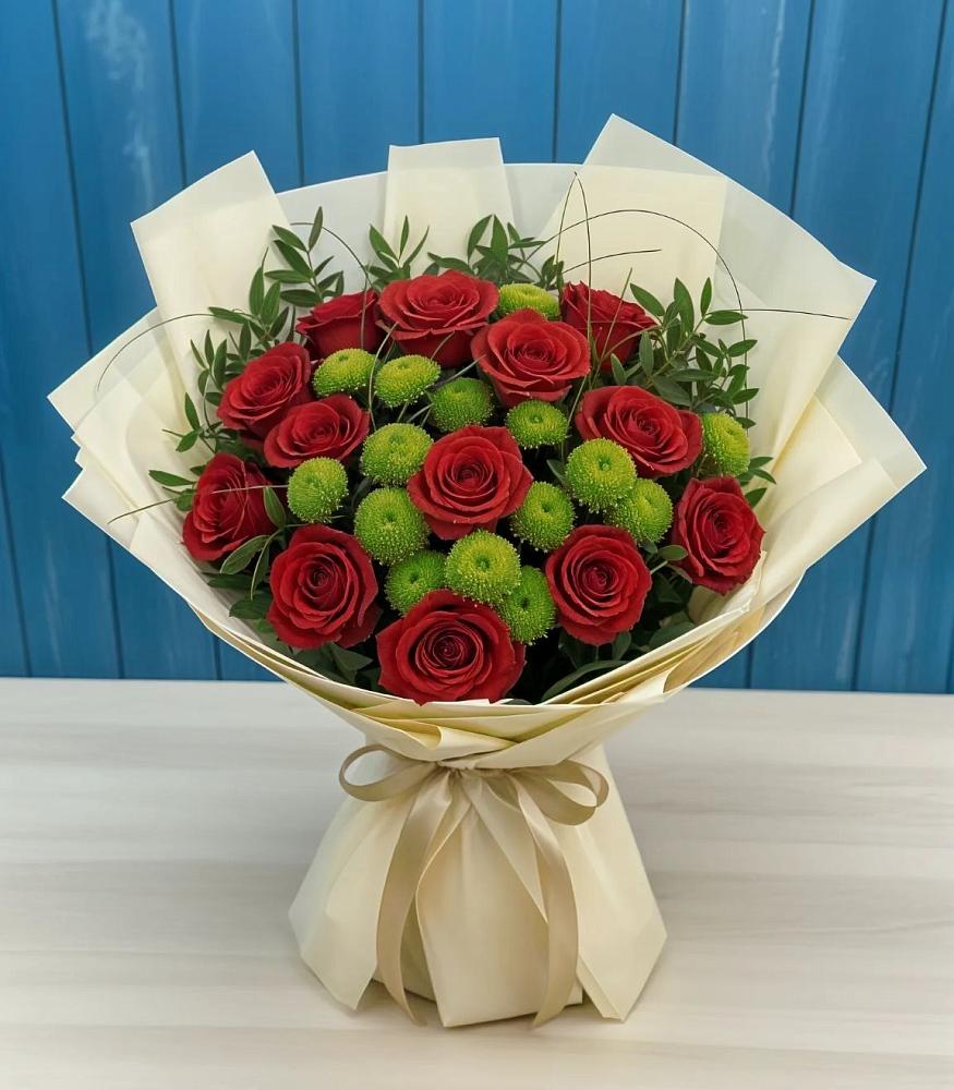 Букет цветов из: Розы и Хризантемы в Холмской