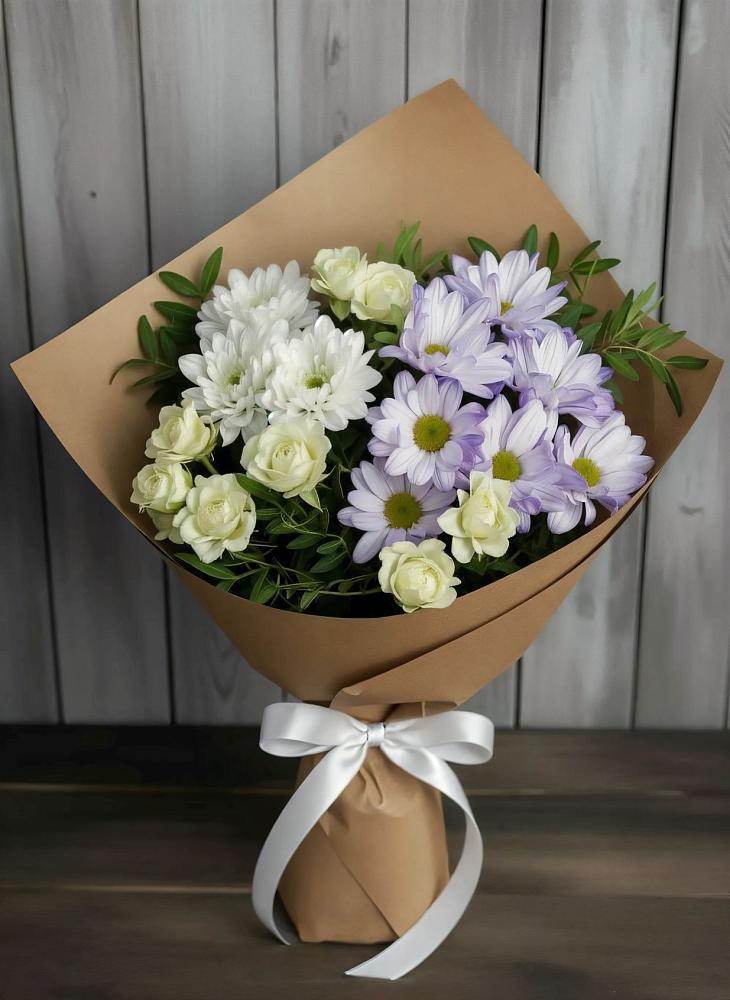 Букет цветов из: Хризантемы и Розы в Холмской